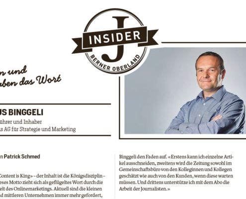 Markus Binggeli als Insider der Jungfrau Zeitung